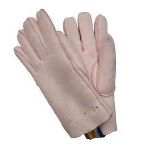 Vintage faux suede and sherpa lined gloves, pink, NWT